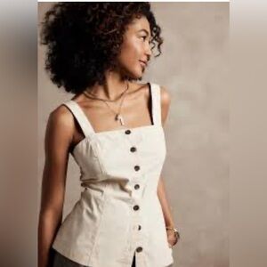 Banana Republic Cream Button-Front Tank Top